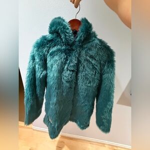 Catimini Teal Faux Fur Kids Jacket